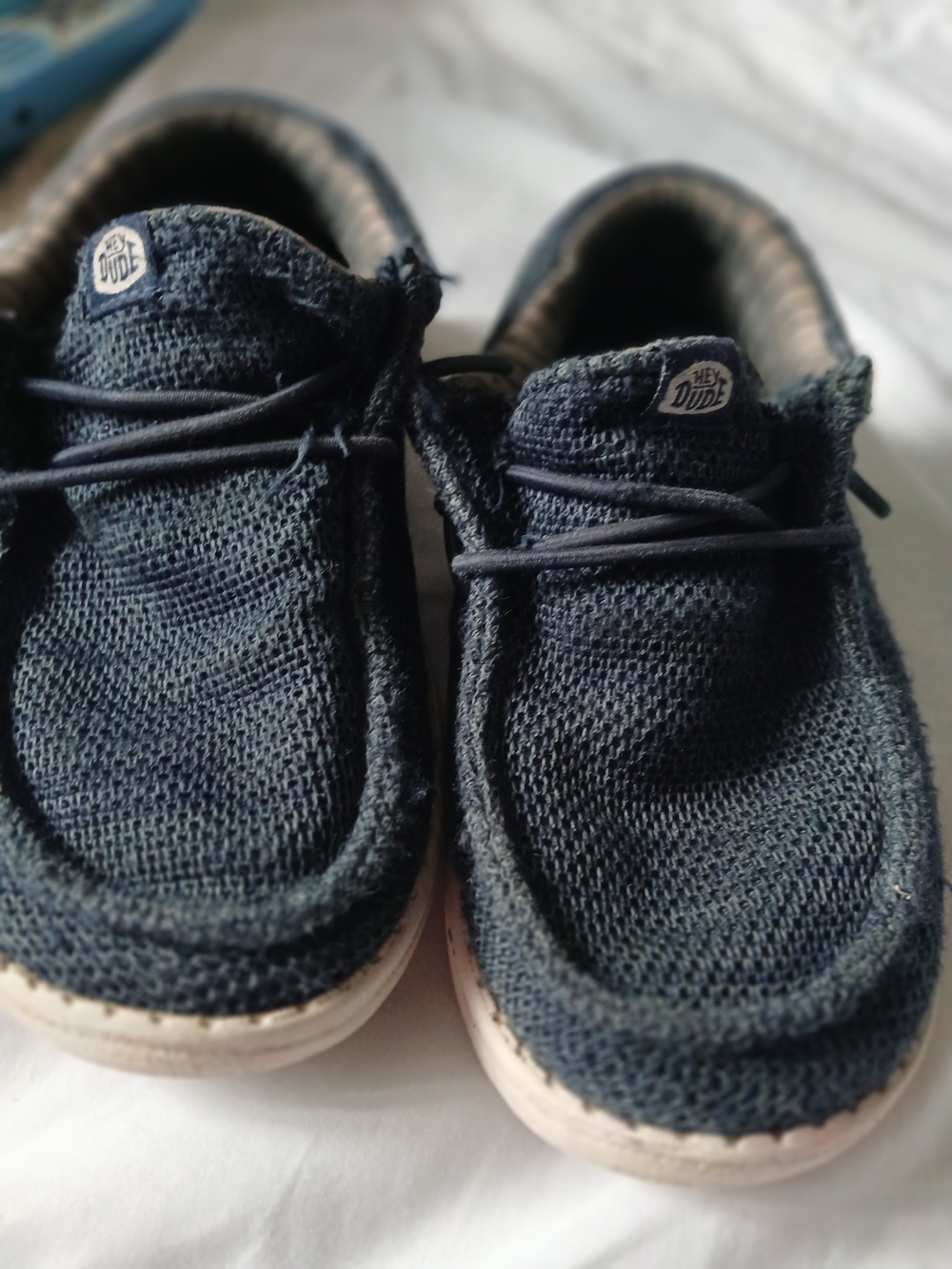 Hey Dude Wally Stretch Sox Navy Fabric Lace Up Sneakers Unisex Kids US C12